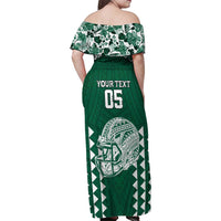 Custom Hawaii Football Family Matching Off Shoulder Maxi Dress and Hawaiian Shirt Rainbow Warriors Tropical Vibes - Polynesian Pride