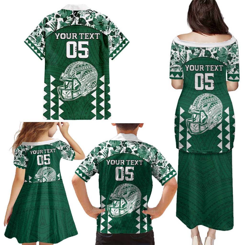 Custom Hawaii Football Family Matching Puletasi and Hawaiian Shirt Rainbow Warriors Tropical Vibes - Polynesian Pride