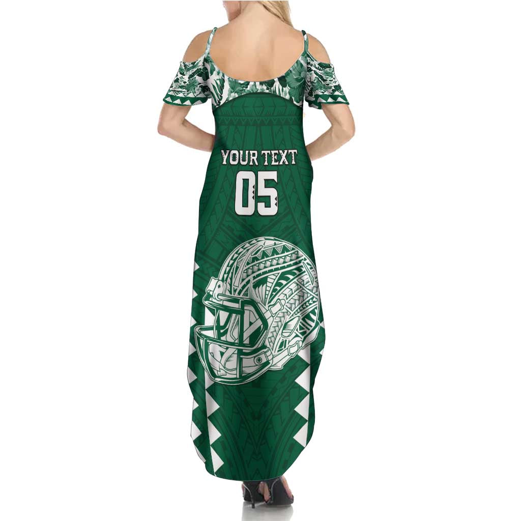 Custom Hawaii Football Family Matching Summer Maxi Dress and Hawaiian Shirt Rainbow Warriors Tropical Vibes - Polynesian Pride