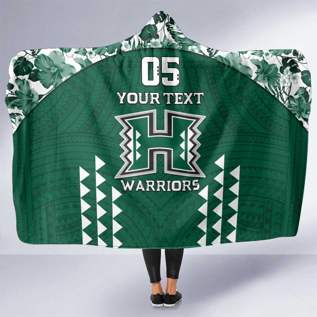 Custom Hawaii Football Hooded Blanket Rainbow Warriors Tropical Vibes - Polynesian Pride