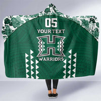 Custom Hawaii Football Hooded Blanket Rainbow Warriors Tropical Vibes - Polynesian Pride