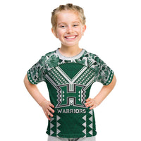 Custom Hawaii Football Kid T Shirt Rainbow Warriors Tropical Vibes - Polynesian Pride
