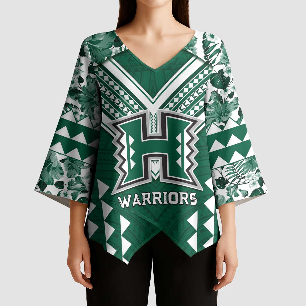 Custom Hawaii Football Kimono Sleeve Blouse Rainbow Warriors Tropical Vibes - Polynesian Pride