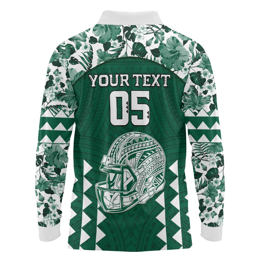 Custom Hawaii Football Long Sleeve Polo Shirt Rainbow Warriors Tropical Vibes - Polynesian Pride