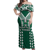Custom Hawaii Football Off Shoulder Maxi Dress Rainbow Warriors Tropical Vibes - Polynesian Pride