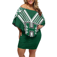 Custom Hawaii Football Off Shoulder Short Dress Rainbow Warriors Tropical Vibes - Polynesian Pride