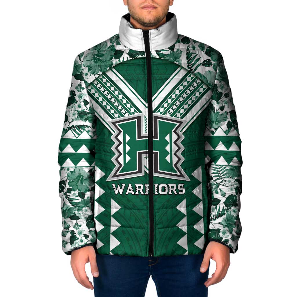 Custom Hawaii Football Padded Jacket Rainbow Warriors Tropical Vibes - Polynesian Pride