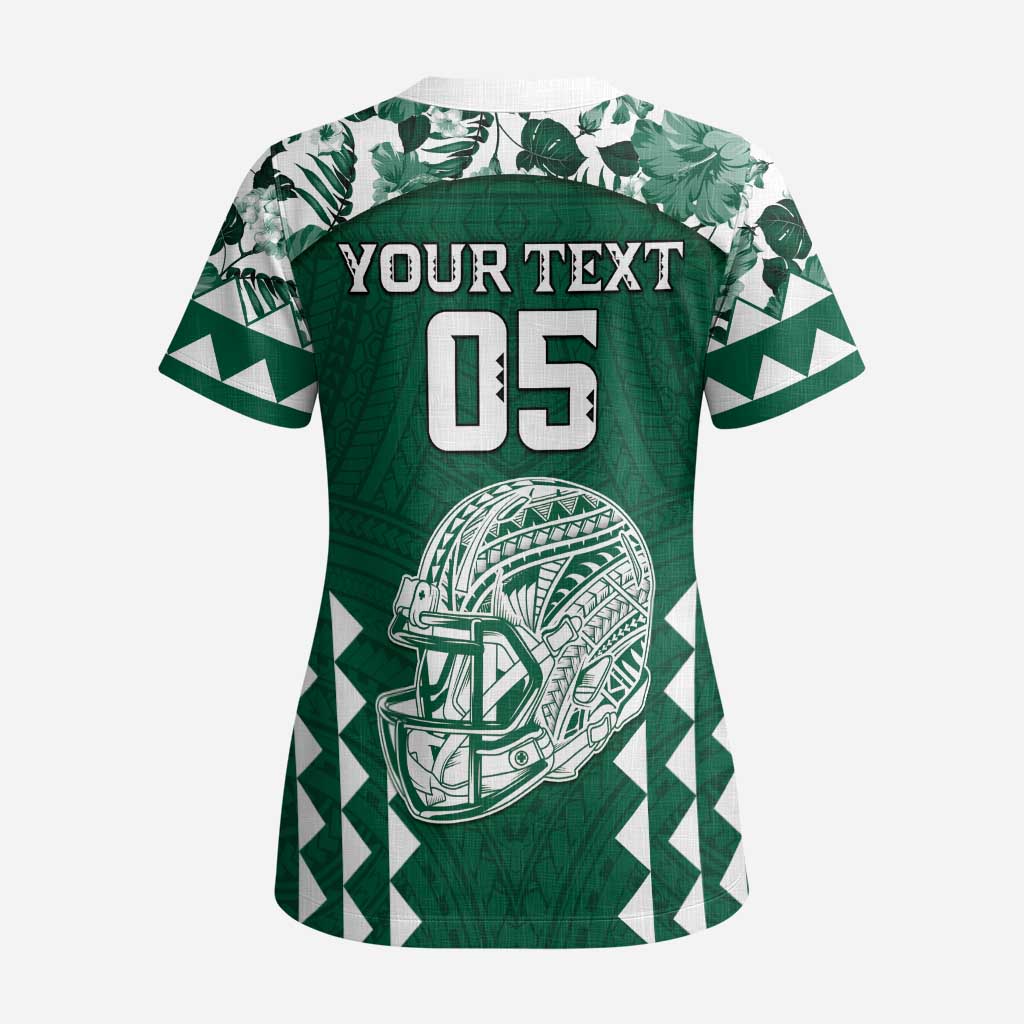 Custom Hawaii Football Scrub Top Rainbow Warriors Tropical Vibes - Polynesian Pride