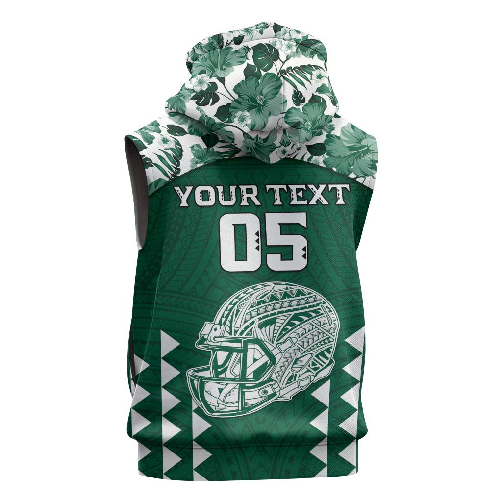 Custom Hawaii Football Sleeveless Zip Hoodie Rainbow Warriors Tropical Vibes - Polynesian Pride