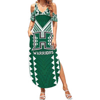 Custom Hawaii Football Summer Maxi Dress Rainbow Warriors Tropical Vibes - Polynesian Pride