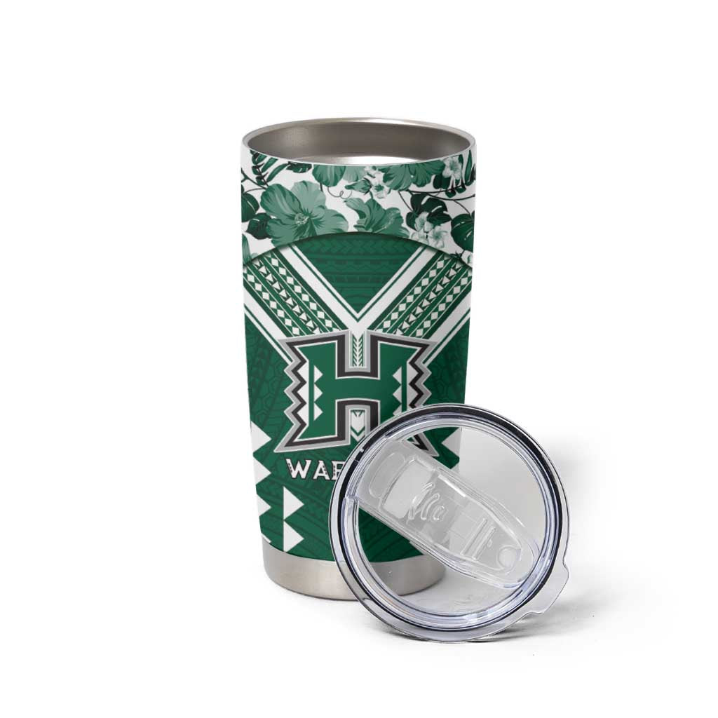 Custom Hawaii Football Tumbler Cup Rainbow Warriors Tropical Vibes - Polynesian Pride