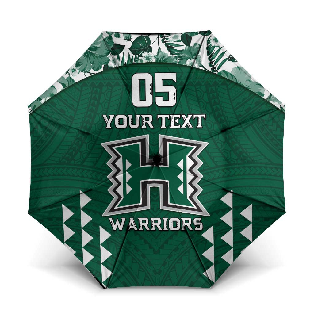 Custom Hawaii Football Umbrella Rainbow Warriors Tropical Vibes - Polynesian Pride