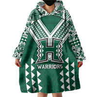 Custom Hawaii Football Wearable Blanket Hoodie Rainbow Warriors Tropical Vibes - Polynesian Pride