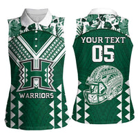 Custom Hawaii Football Women Sleeveless Polo Shirt Rainbow Warriors Tropical Vibes - Polynesian Pride