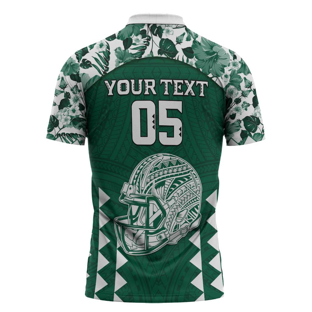 Custom Hawaii Football Zipper Polo Shirt Rainbow Warriors Tropical Vibes - Polynesian Pride