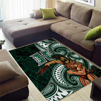 Hawaii Ikaika Warrior Football Area Rug Polynesian Tribal Tattoo - Polynesian Pride