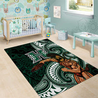 Hawaii Ikaika Warrior Football Area Rug Polynesian Tribal Tattoo - Polynesian Pride