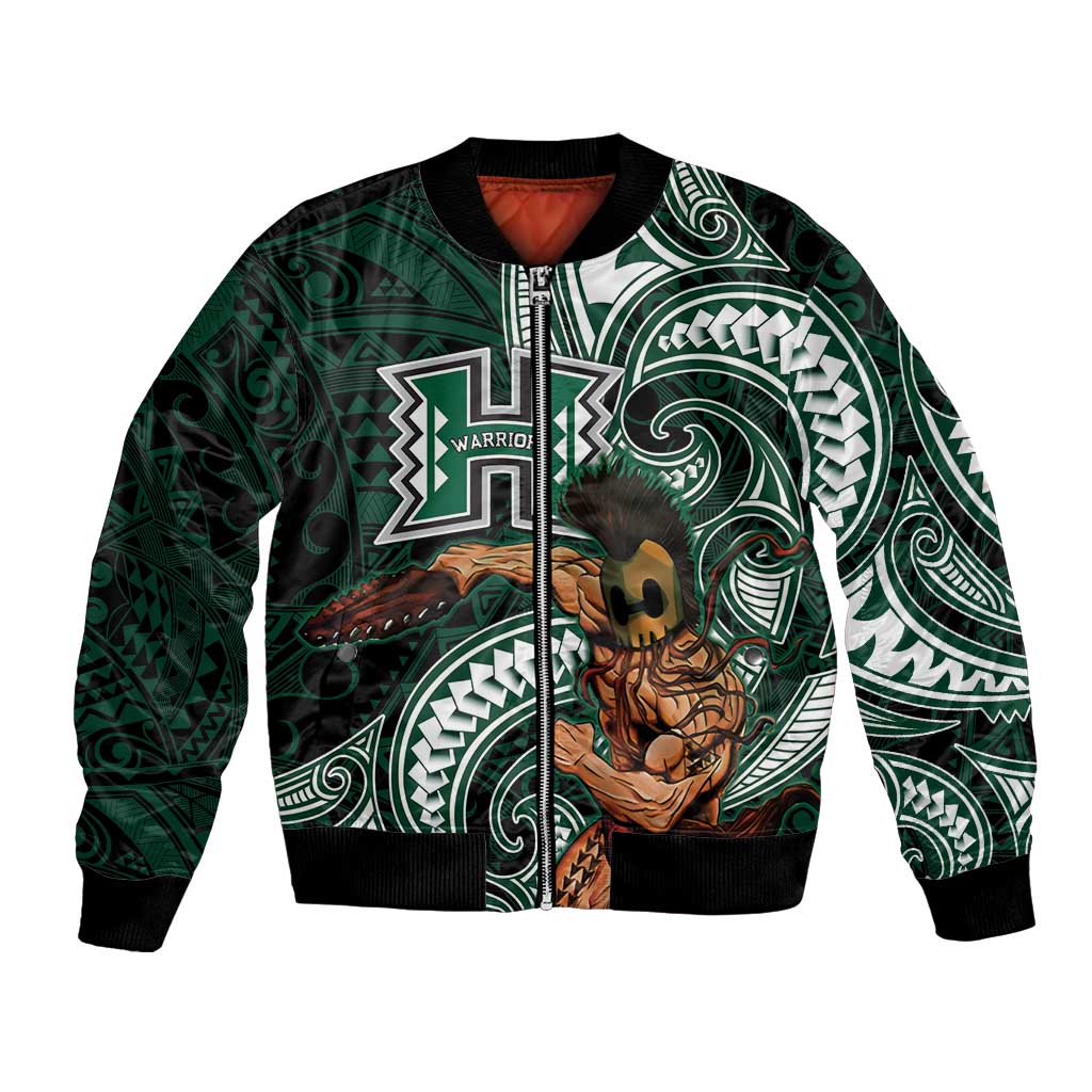 Hawaii Ikaika Warrior Football Bomber Jacket Polynesian Tribal Tattoo - Polynesian Pride