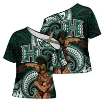 Hawaii Ikaika Warrior Football Cross Shoulder Shirt Polynesian Tribal Tattoo - Polynesian Pride