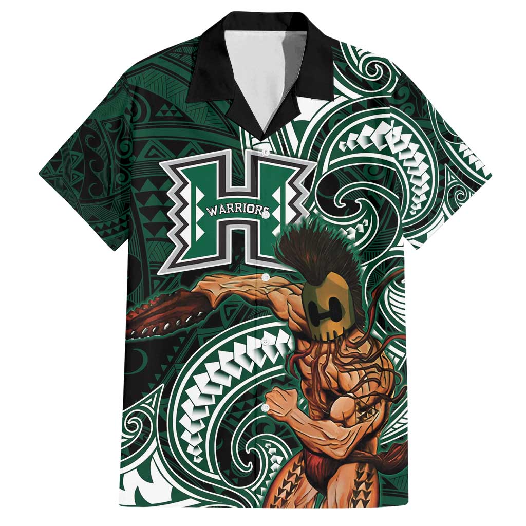 Hawaii Ikaika Warrior Football Family Matching Off Shoulder Maxi Dress and Hawaiian Shirt Polynesian Tribal Tattoo - Polynesian Pride