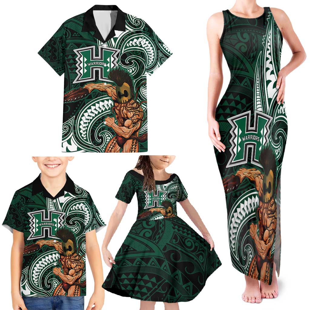 Hawaii Ikaika Warrior Football Family Matching Tank Maxi Dress and Hawaiian Shirt Polynesian Tribal Tattoo - Polynesian Pride