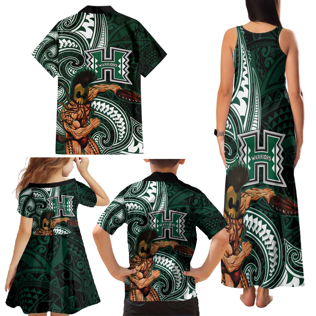 Hawaii Ikaika Warrior Football Family Matching Tank Maxi Dress and Hawaiian Shirt Polynesian Tribal Tattoo - Polynesian Pride