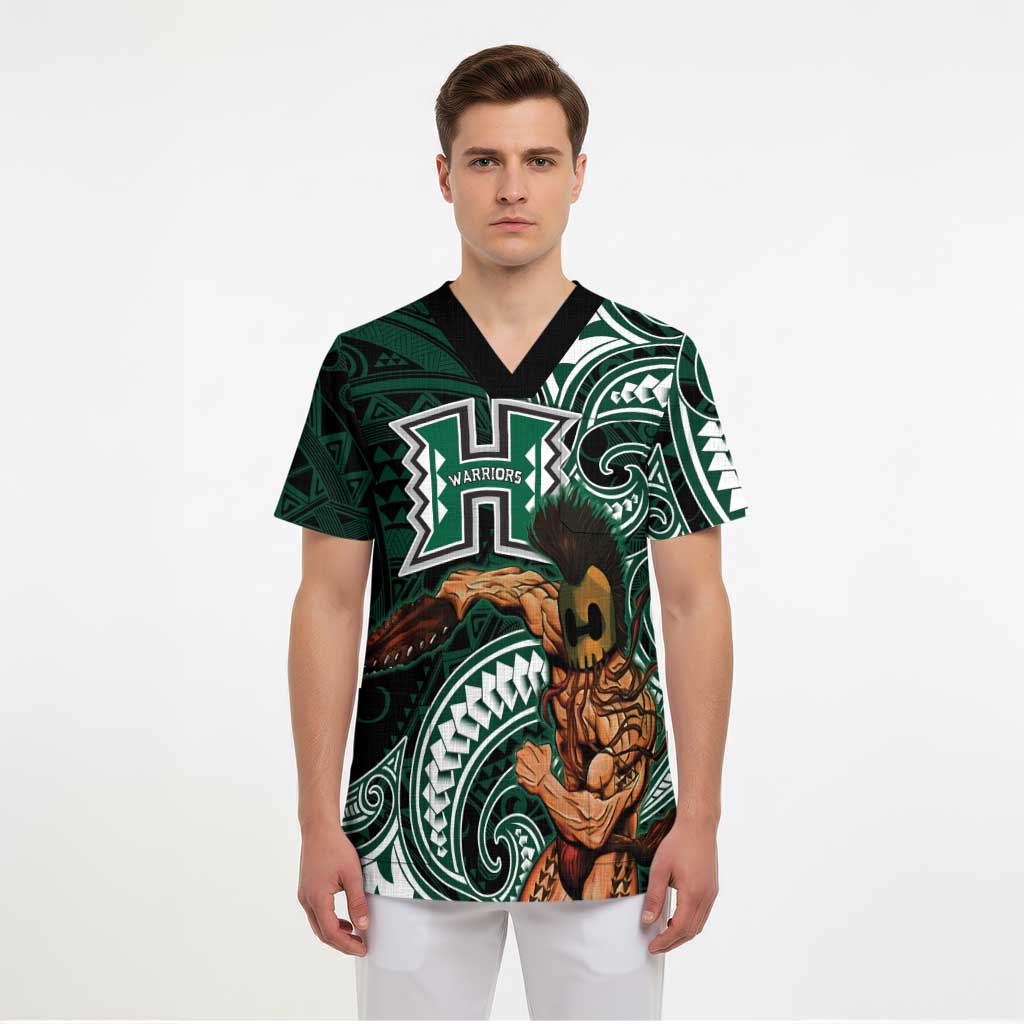 Hawaii Ikaika Warrior Football Scrub Top Polynesian Tribal Tattoo - Polynesian Pride