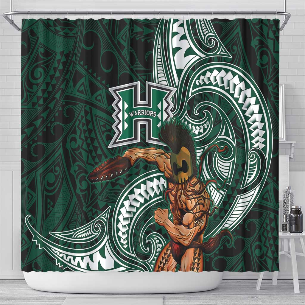 Hawaii Ikaika Warrior Football Shower Curtain Polynesian Tribal Tattoo - Polynesian Pride