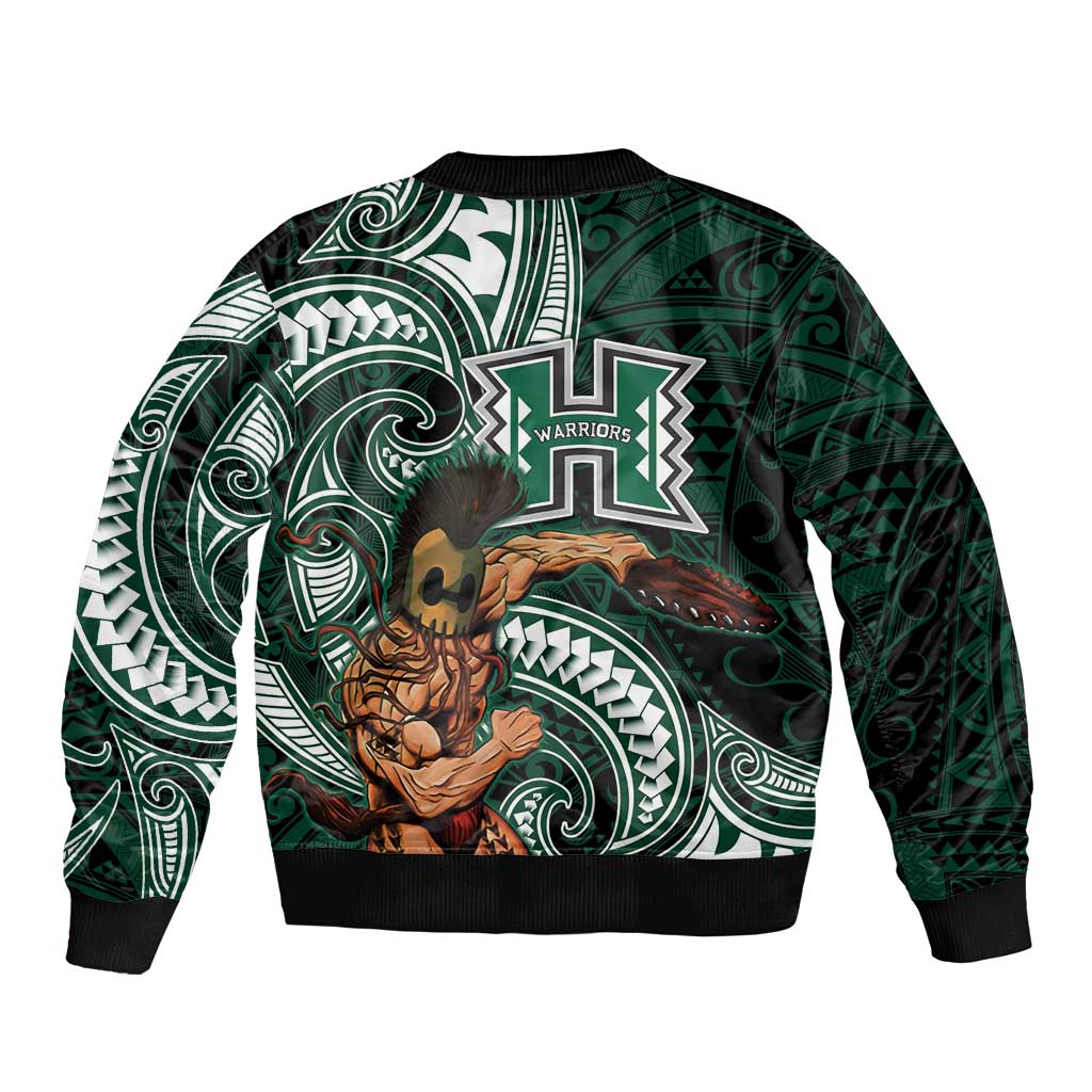 Hawaii Ikaika Warrior Football Sleeve Zip Bomber Jacket Polynesian Tribal Tattoo - Polynesian Pride