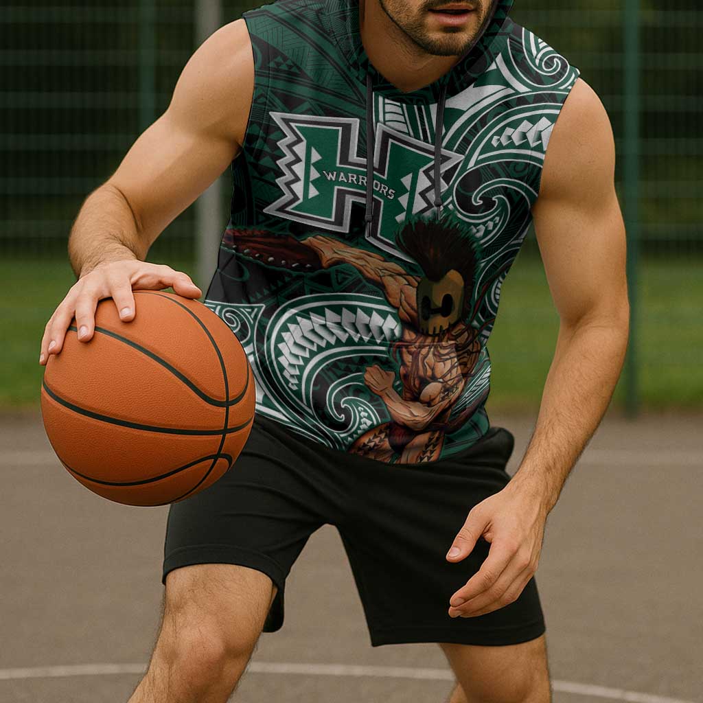 Hawaii Ikaika Warrior Football Sleeveless Hoodie Polynesian Tribal Tattoo - Polynesian Pride