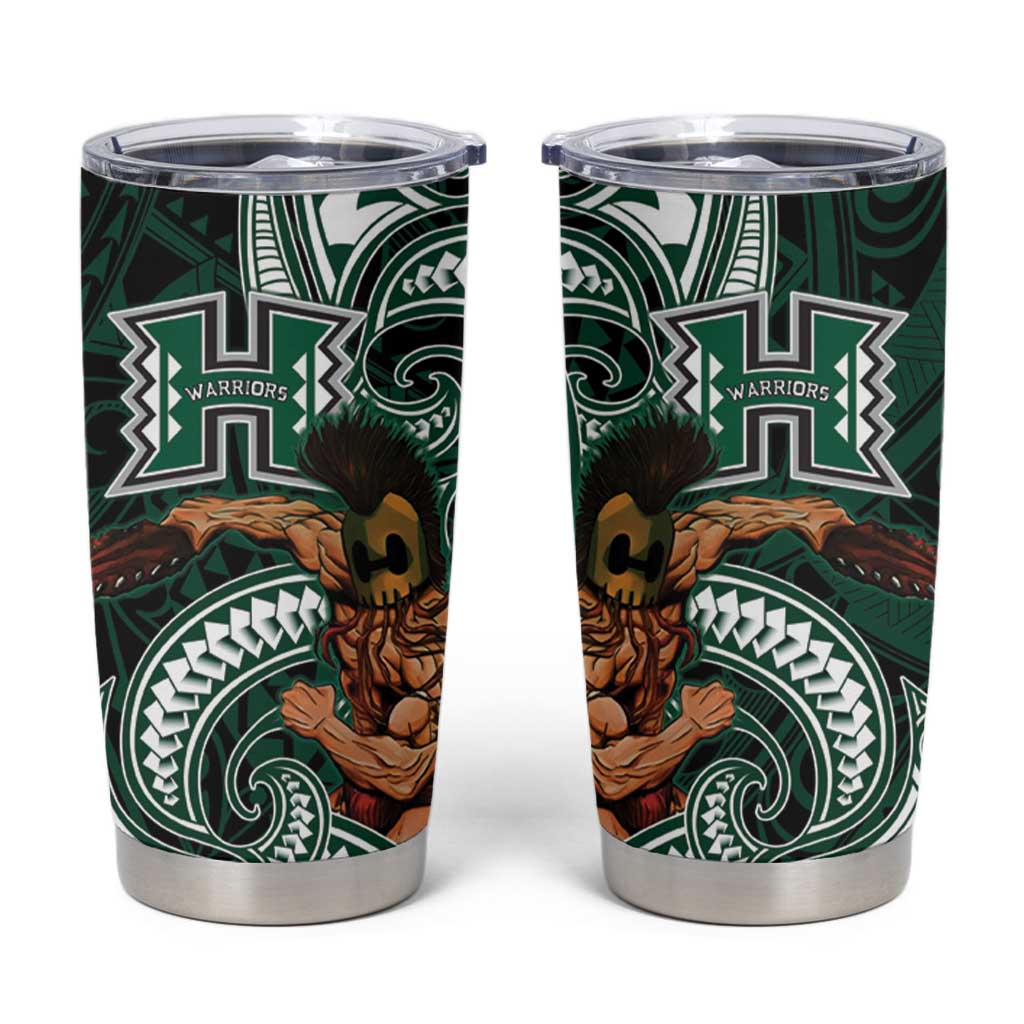 Hawaii Ikaika Warrior Football Tumbler Cup Polynesian Tribal Tattoo - Polynesian Pride