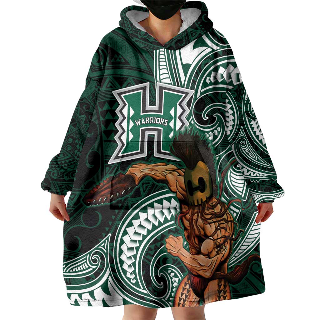 Hawaii Ikaika Warrior Football Wearable Blanket Hoodie Polynesian Tribal Tattoo - Polynesian Pride