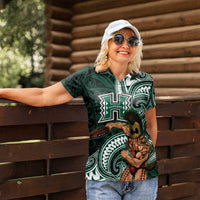Hawaii Ikaika Warrior Football Women Polo Shirt Polynesian Tribal Tattoo - Polynesian Pride