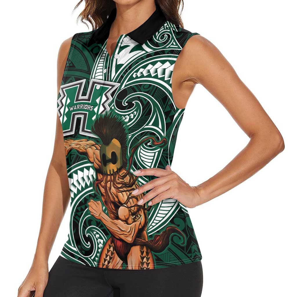 Hawaii Ikaika Warrior Football Women Sleeveless Polo Shirt Polynesian Tribal Tattoo - Polynesian Pride