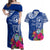 Personalised Hafa Adai Guam History and Chamorro Heritage Day Couples Matching Off Shoulder Maxi Dress and Hawaiian Shirt Blue Latte Stone LT05 Blue - Polynesian Pride