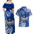 Personalised Hafa Adai Guam History and Chamorro Heritage Day Couples Matching Off Shoulder Maxi Dress and Hawaiian Shirt Blue Latte Stone LT05 - Polynesian Pride