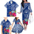 Personalised Hafa Adai Guam History and Chamorro Heritage Day Family Matching Off Shoulder Long Sleeve Dress and Hawaiian Shirt Blue Latte Stone LT05 - Polynesian Pride