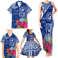 Personalised Hafa Adai Guam History and Chamorro Heritage Day Family Matching Tank Maxi Dress and Hawaiian Shirt Blue Latte Stone LT05 - Polynesian Pride