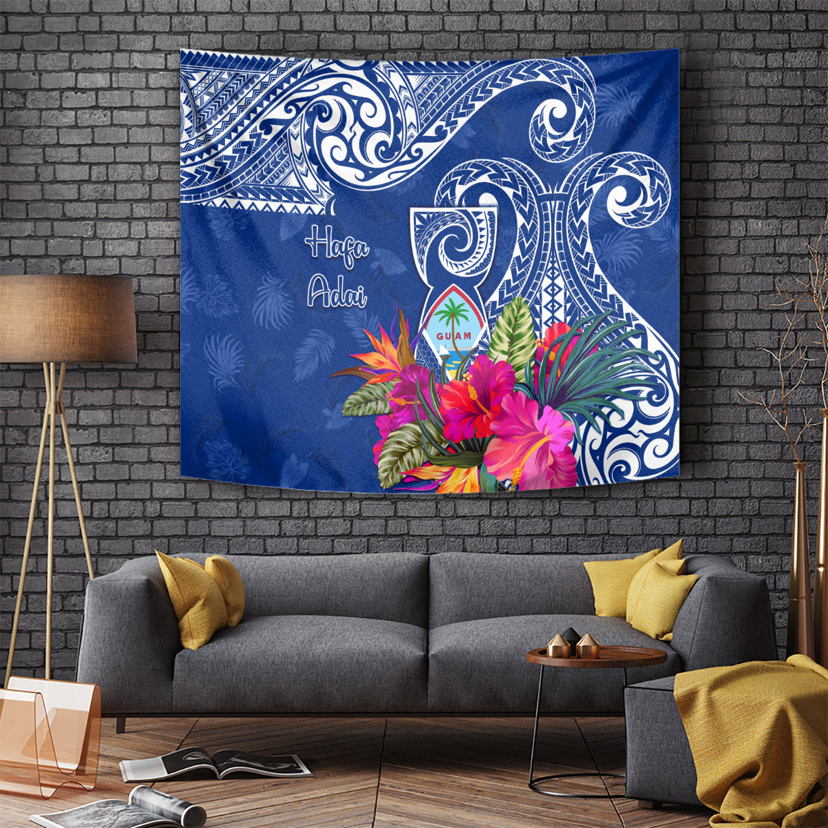 Hafa Adai Guam History and Chamorro Heritage Day Tapestry Blue Latte Stone LT05 Blue - Polynesian Pride