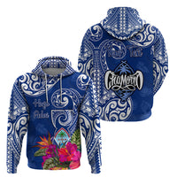 Personalised Hafa Adai Guam History and Chamorro Heritage Day Zip Hoodie Blue Latte Stone LT05 - Polynesian Pride