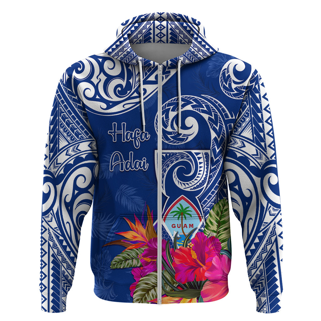 Personalised Hafa Adai Guam History and Chamorro Heritage Day Zip Hoodie Blue Latte Stone LT05 Zip Hoodie Blue - Polynesian Pride