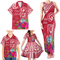 Personalised Hafa Adai Guam History and Chamorro Heritage Day Family Matching Tank Maxi Dress and Hawaiian Shirt Red Latte Stone LT05 - Polynesian Pride