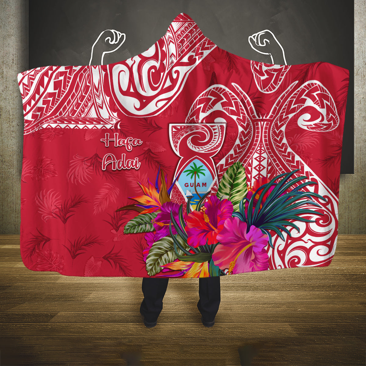 Hafa Adai Guam History and Chamorro Heritage Day Hooded Blanket Red Latte Stone LT05 One Size Red - Polynesian Pride