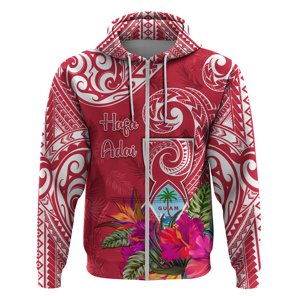 Personalised Hafa Adai Guam History and Chamorro Heritage Day Hoodie Red Latte Stone LT05 Zip Hoodie Red - Polynesian Pride