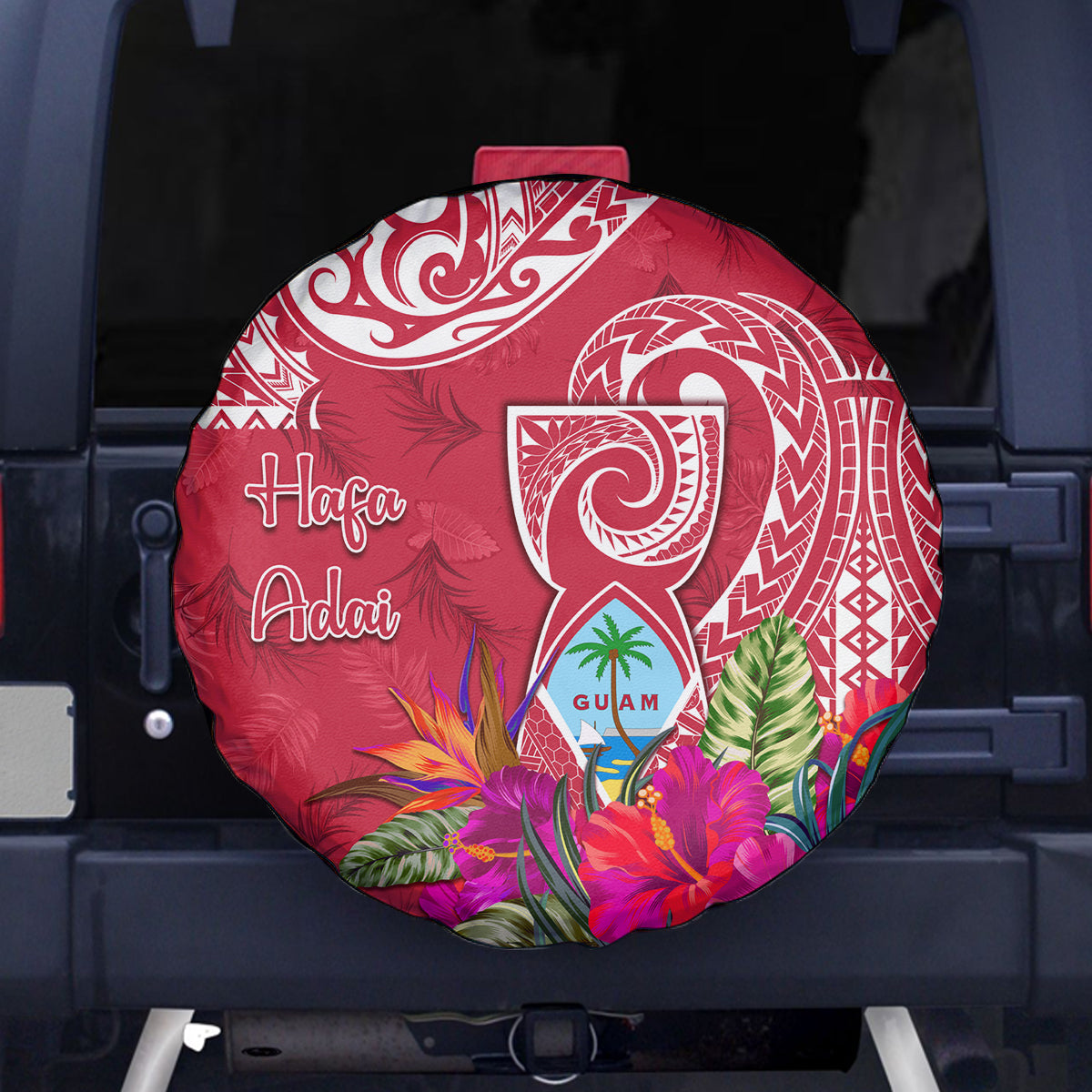 Hafa Adai Guam History and Chamorro Heritage Day Spare Tire Cover Red Latte Stone LT05 Red - Polynesian Pride