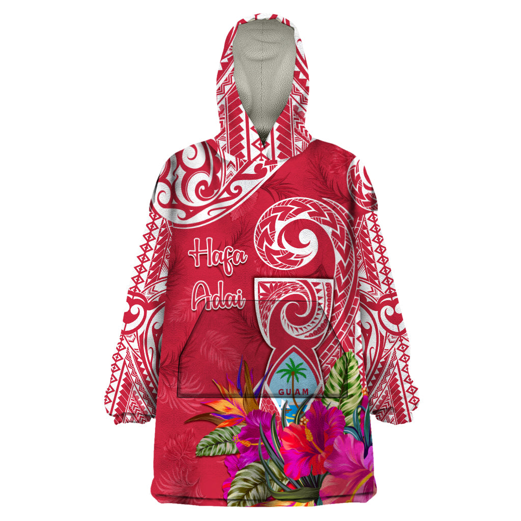 Personalised Hafa Adai Guam History and Chamorro Heritage Day Wearable Blanket Hoodie Red Latte Stone LT05 One Size Red - Polynesian Pride