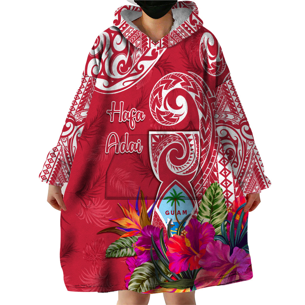 Personalised Hafa Adai Guam History and Chamorro Heritage Day Wearable Blanket Hoodie Red Latte Stone LT05 - Polynesian Pride