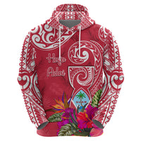 Personalised Hafa Adai Guam History and Chamorro Heritage Day Zip Hoodie Red Latte Stone LT05 - Polynesian Pride