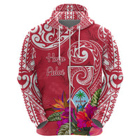 Personalised Hafa Adai Guam History and Chamorro Heritage Day Zip Hoodie Red Latte Stone LT05 - Polynesian Pride