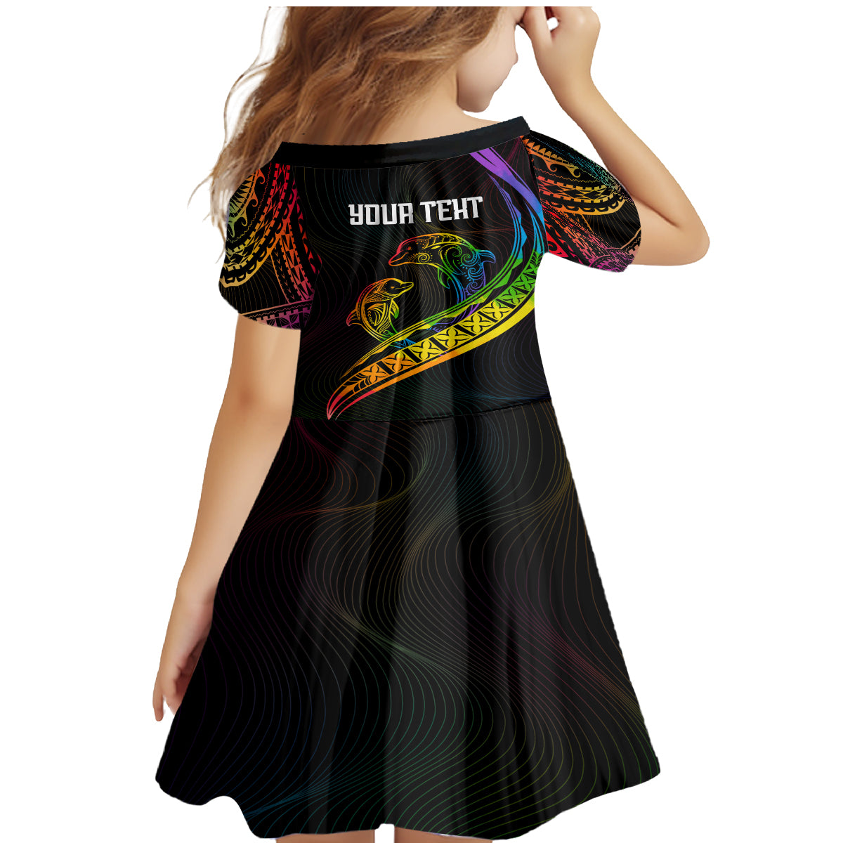 Personalised LGBT History Month Family Matching Mermaid Dress and Hawaiian Shirt Proud And Happy Polynesian Dolphin LT05 - Polynesian Pride